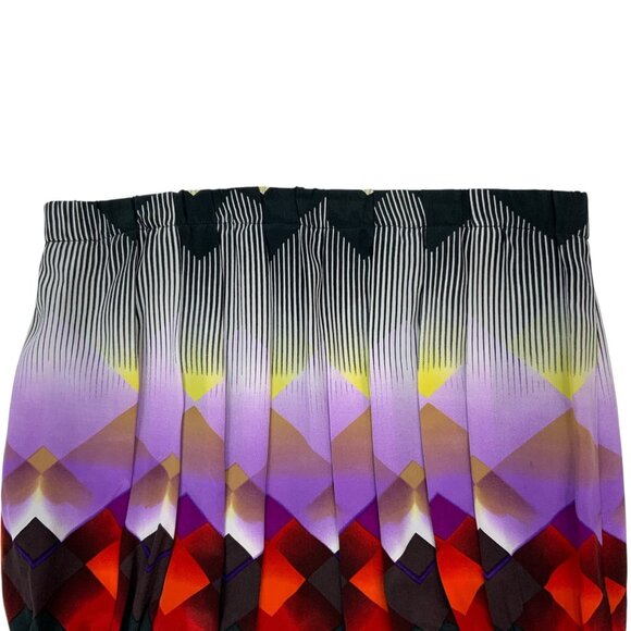 Orna Farho Silk Skirt 40 US/8 Multicolor Mini Pleated Blouson Bubble France - Picture 8 of 12